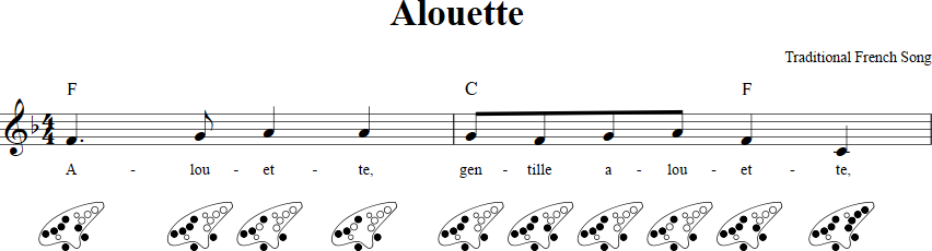 Alouette 12-hole Ocarina Tab
