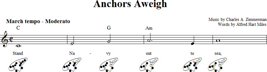 Anchors Aweigh 12-hole Ocarina Tab