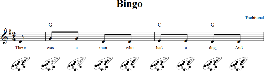 Bingo 12-hole Ocarina Tab