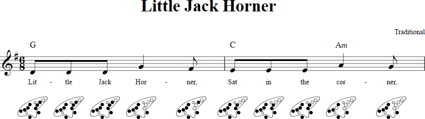 Little Jack Horner 12-hole Ocarina Tab