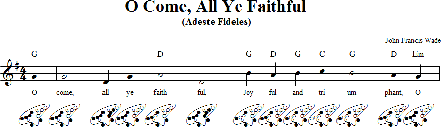 O Come All Ye Faithful 12-hole Ocarina Tab