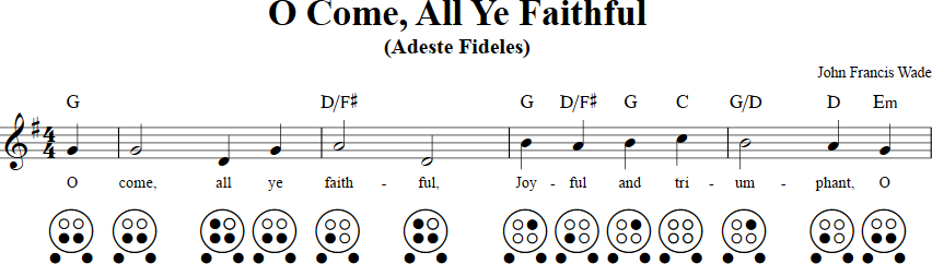 O Come All Ye Faithful 6-hole Ocarina Tab