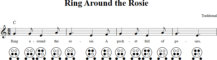Ring Around the Rosie 6-hole Ocarina Tab